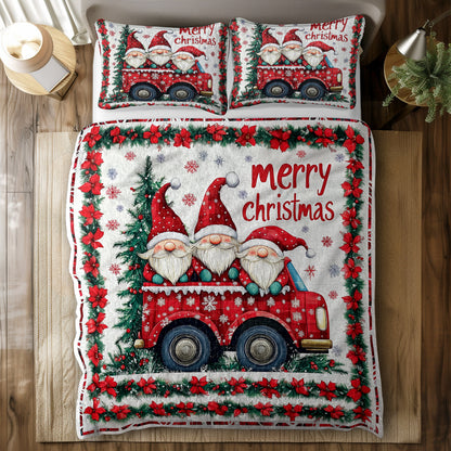 Shineful All Season Quilt 3-Piece Set Christmas Gnomes