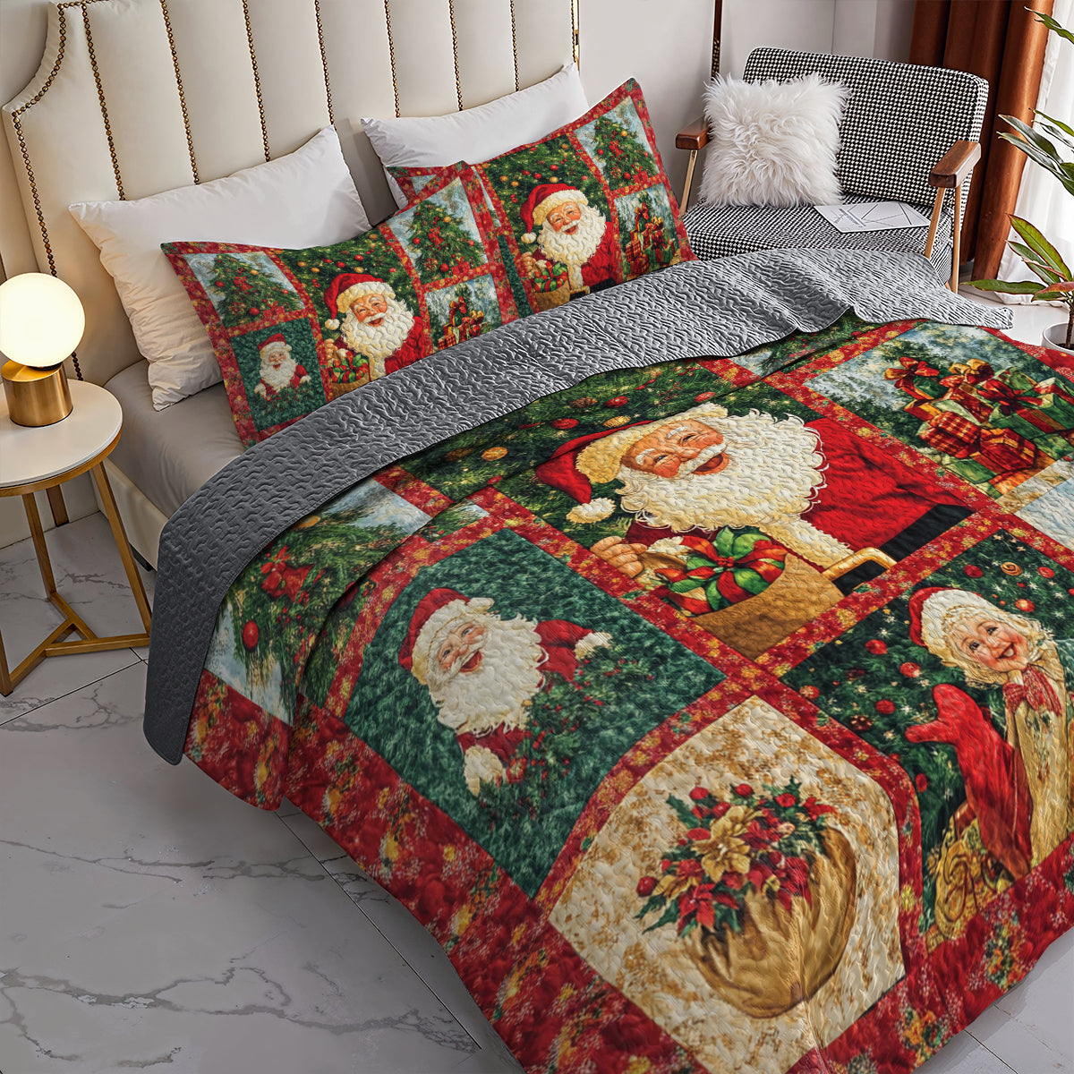 Shineful All Season Quilt 3-Piece Set Santa Claus