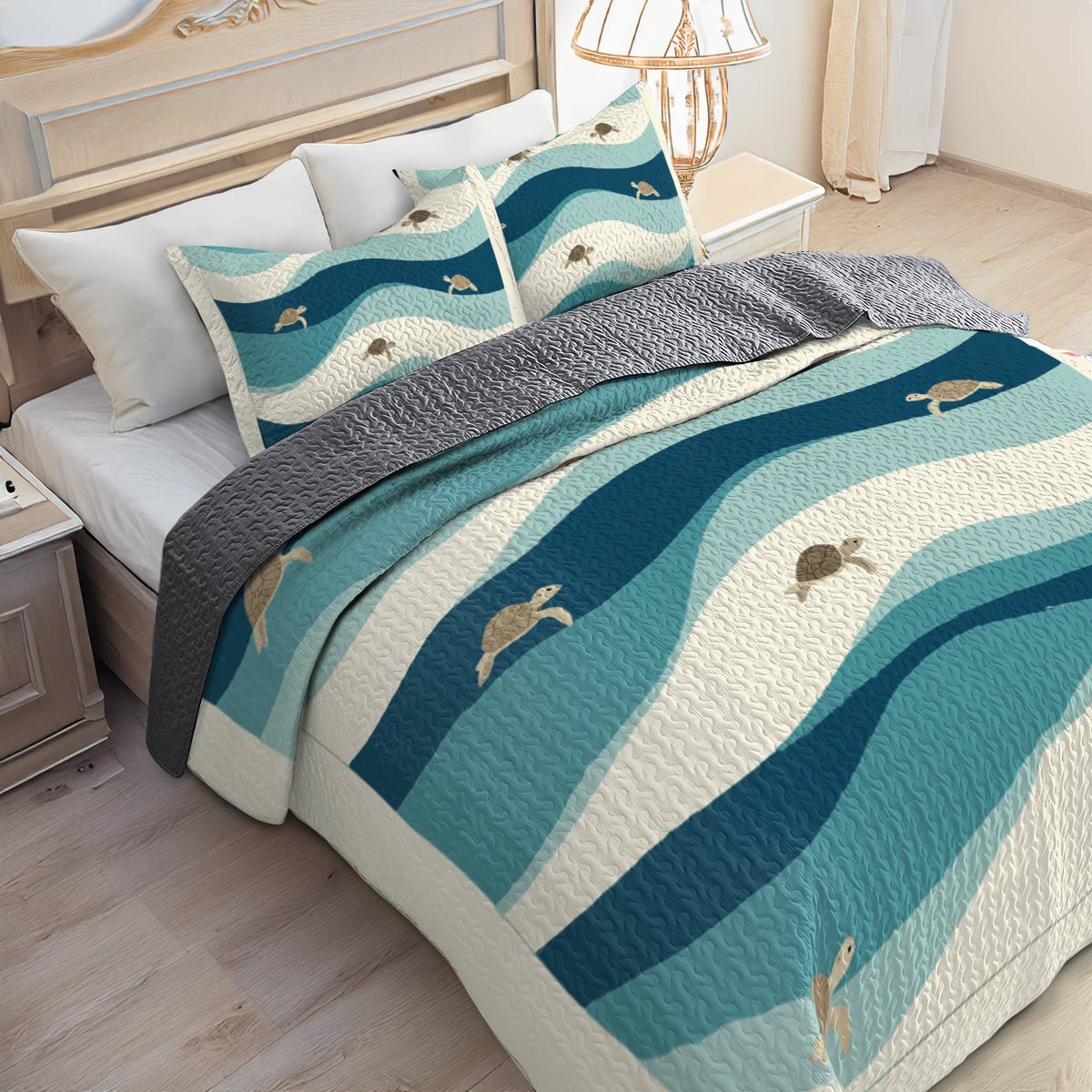 Shineful All Season Quilt 3-Piece Set Turtle Tide