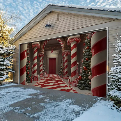 Shineful Garage Door Banner Decoration - Candy Cane Lane