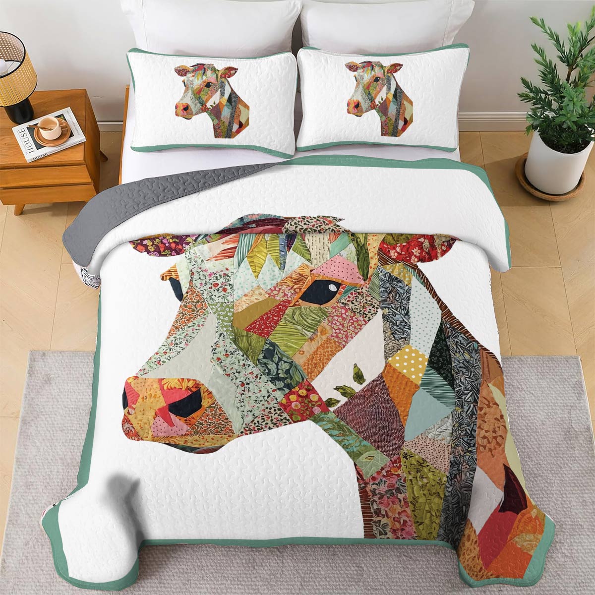 Shineful All Season Quilt 3-Piece Set - Moo-saic Meadow
