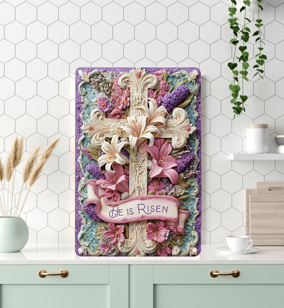 Shineful 2D Metal Sign Vintage Baroque Lily Cross