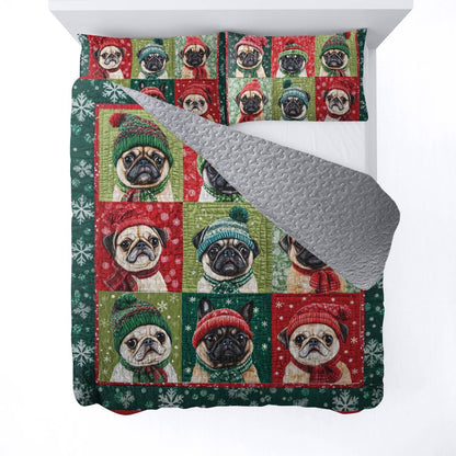 Shineful All Season Quilt 3-Piece Set Festive Frenchie
