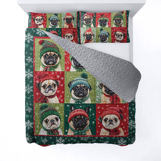 Shineful All Season Quilt 3-Piece Set Festive Frenchie