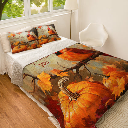 Shineful All Season Quilt 3-Piece Set Autumn Cardinal