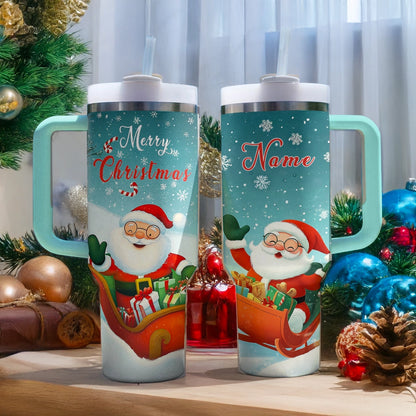 Shineful Tumbler Personalized Christmas Jolly Santa Sleigh Ride