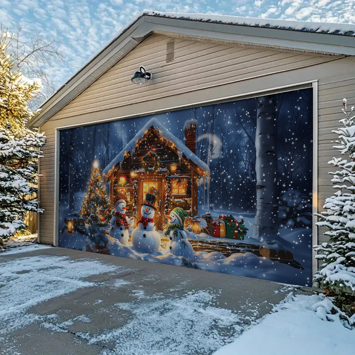 Shineful Garage Door Banner Decoration - Enchanted Winter Wonderland Snowman