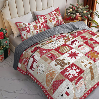 Shineful All Season Quilt 3-Piece Set Patchwork Christmas Wonderland