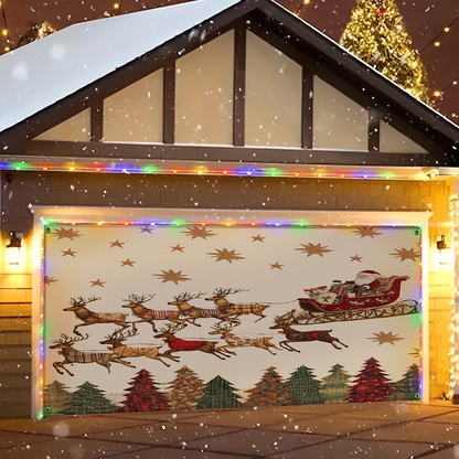 Shineful Garage Door Banner Decoration Magical Santa Sleigh