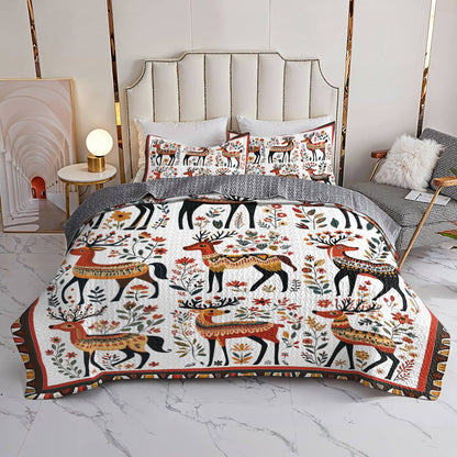 Shineful All Season Quilt 3-Piece Set - Whimsical Reindeer Folk