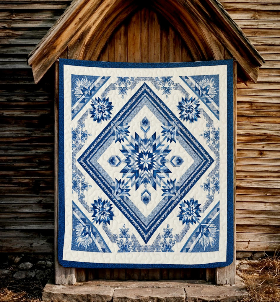 Shineful Flat Print Faux Quilt Blanket Northern Calm