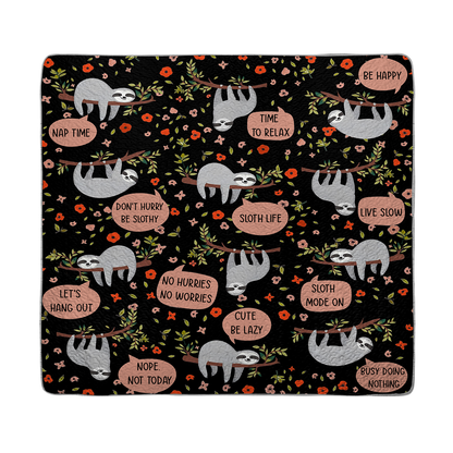 Shineful All Season Quilt 3-Piece Set Sloth Life Black Night