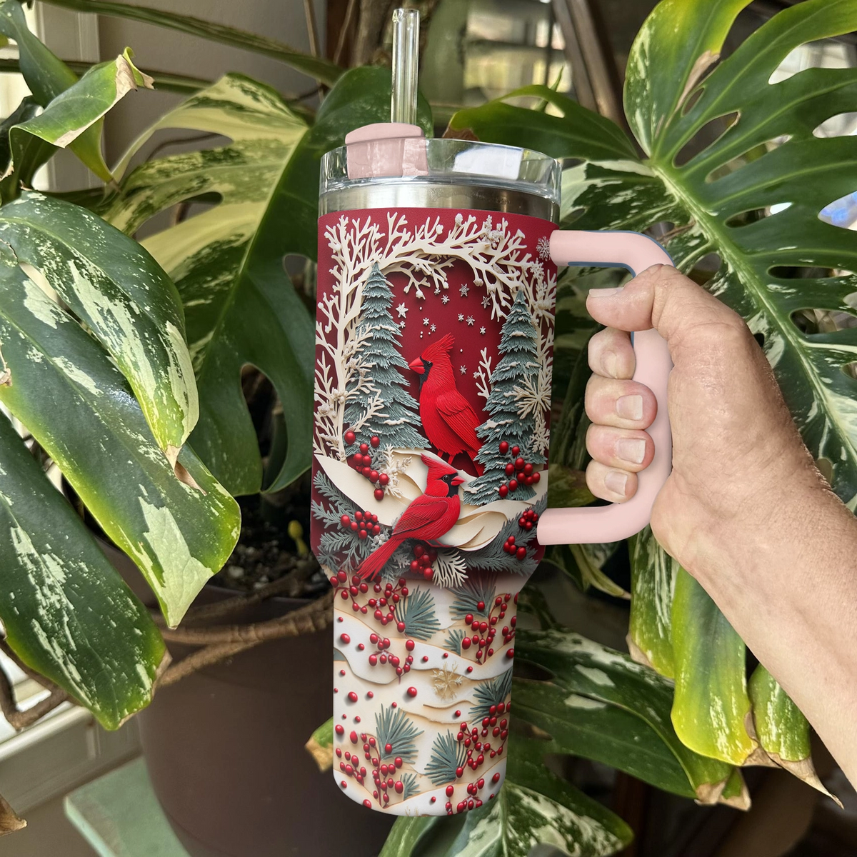 Shineful Glossy Tumbler Winter Cardinal Magic