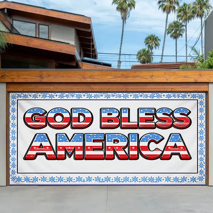 Shineful Garage Door Banner Decoration God Bless America
