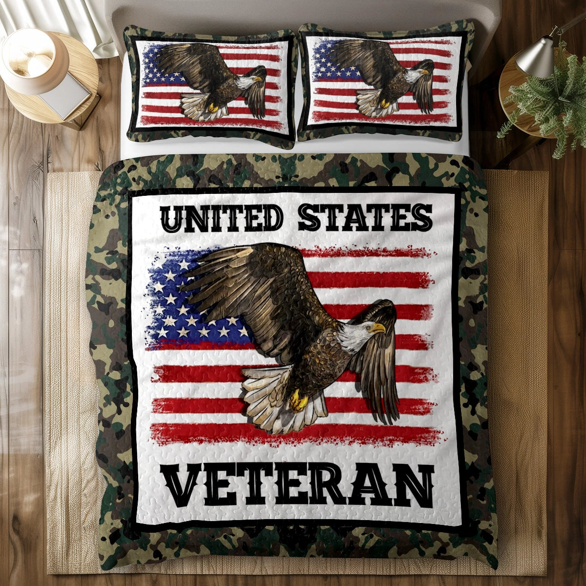 Shineful All Season Quilt 3-Piece Set - United States Veteran