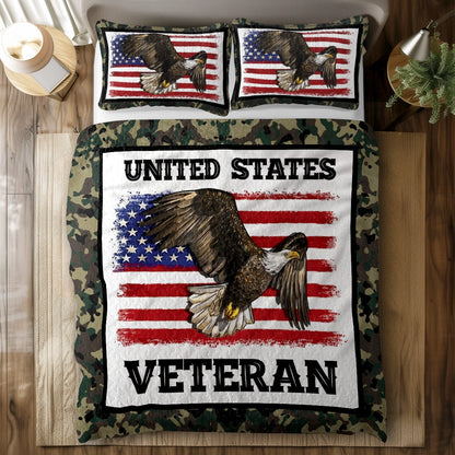 Shineful All Season Quilt 3-Piece Set - United States Veteran