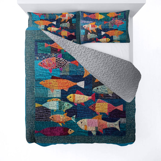 Shineful All Season Quilt 3-Piece Set Fish Frenzy