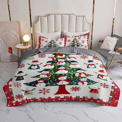 Shineful All Season Quilt 3-Piece Set Stunning Christmas Tree Snowmen