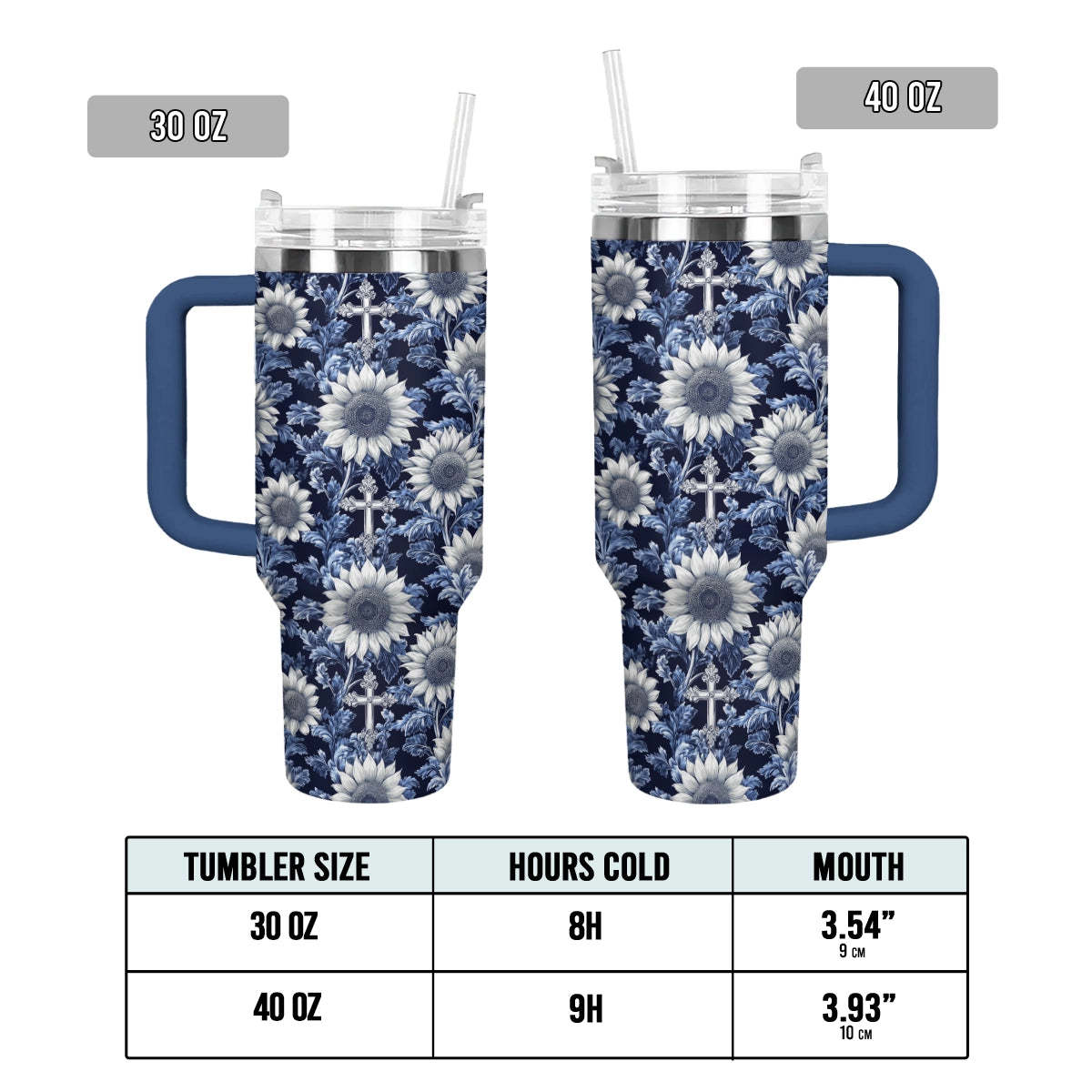 Shineful Tumbler Midnight Blue Sunflower Cross