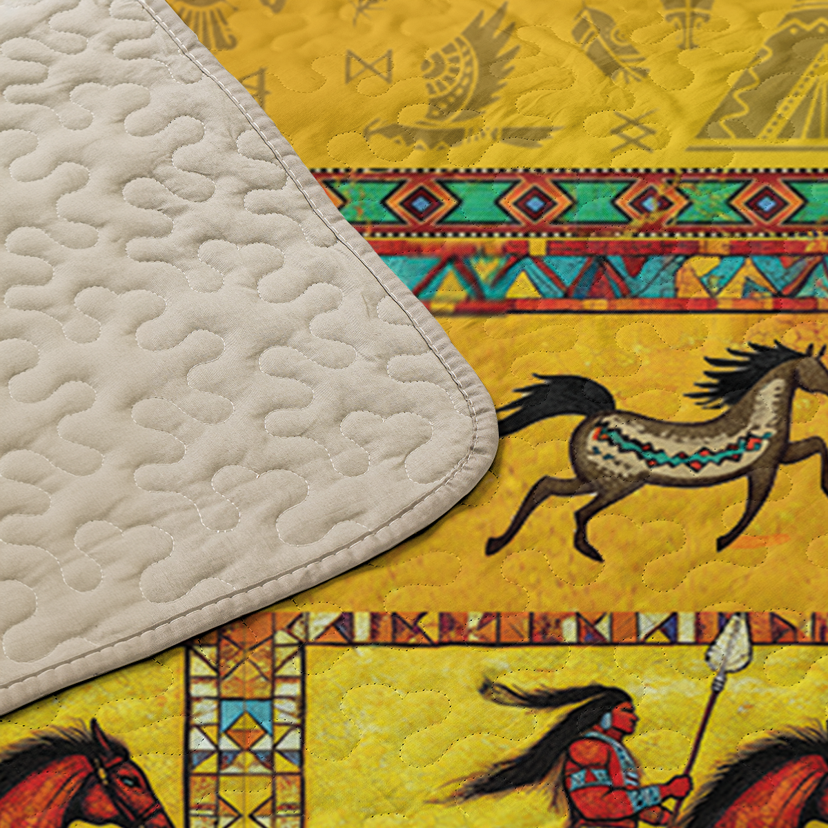 Shineful All Season Quilt 3-Piece Set Native America Warrior