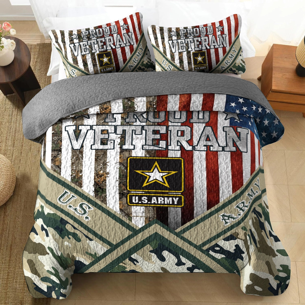 Shineful All Season Quilt 3-Piece Set American Veteran Pride