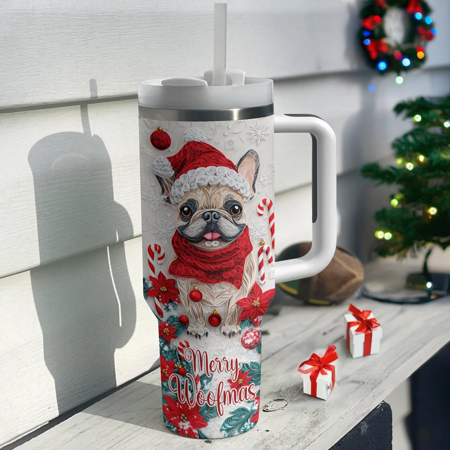 Shineful Tumbler Merry Woofmas Frenchie