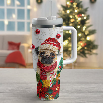 Shineful Glossy Tumbler Christmas Winter Pug