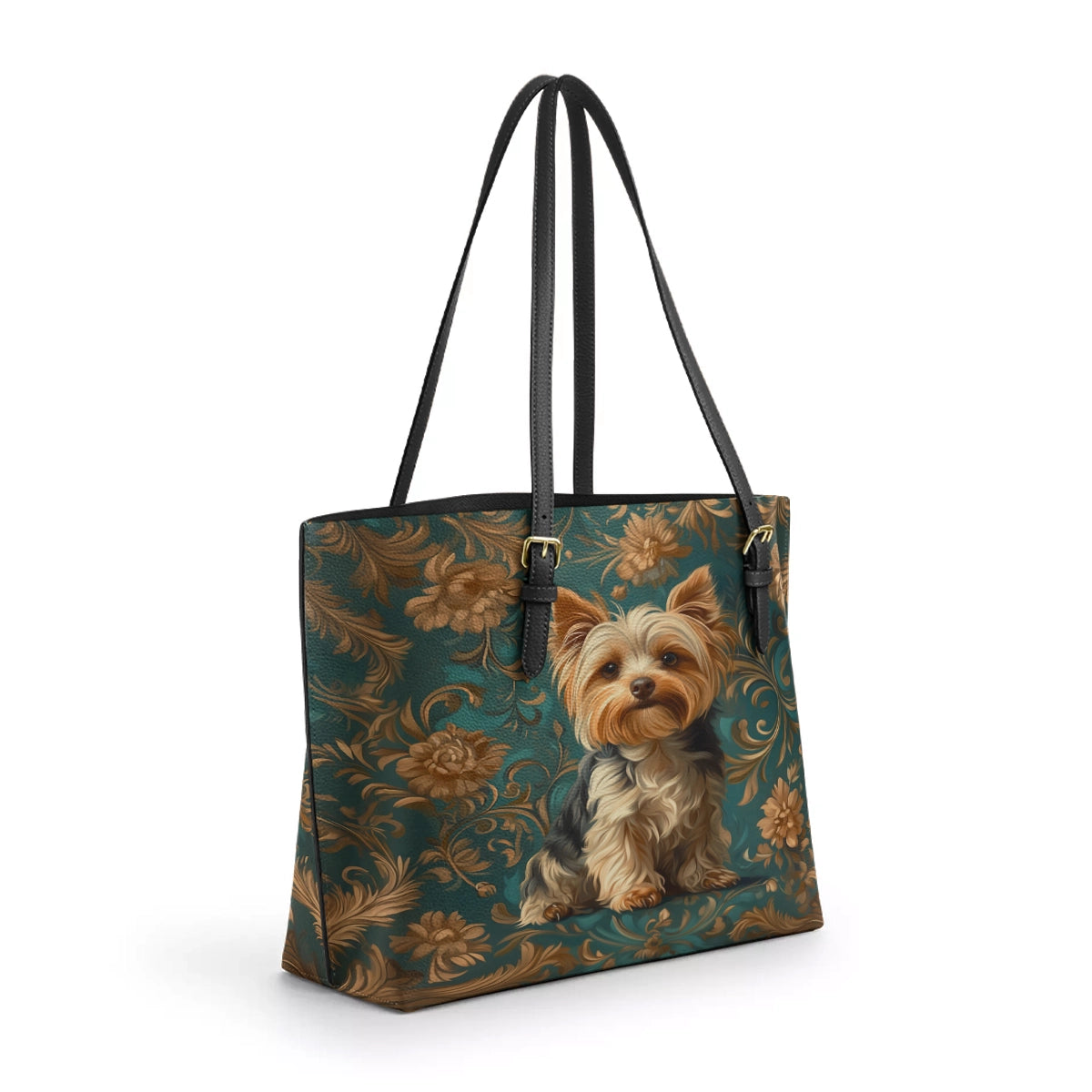 Shineful Leather Tote Bag Regal Yorkie Elegance