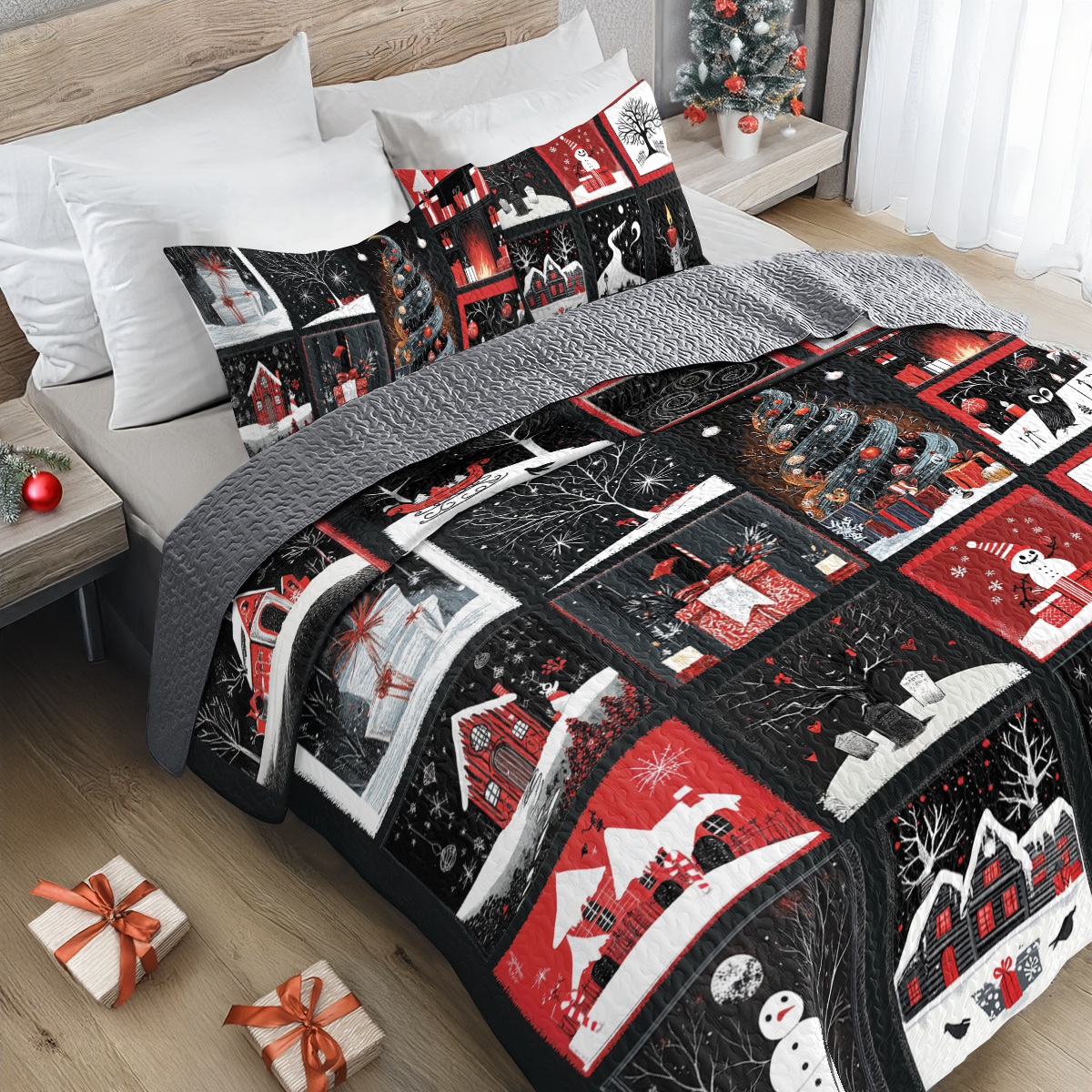 Shineful All Season Quilt 3-Piece Set Haunted Christmas Eve