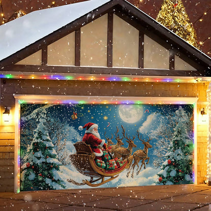 Shineful Garage Door Banner Decoration Moonlit Christmas Journey