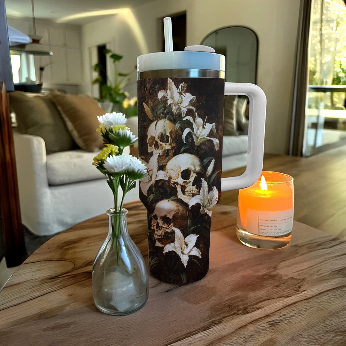 Shineful Tumbler Mystic Lilies Skull