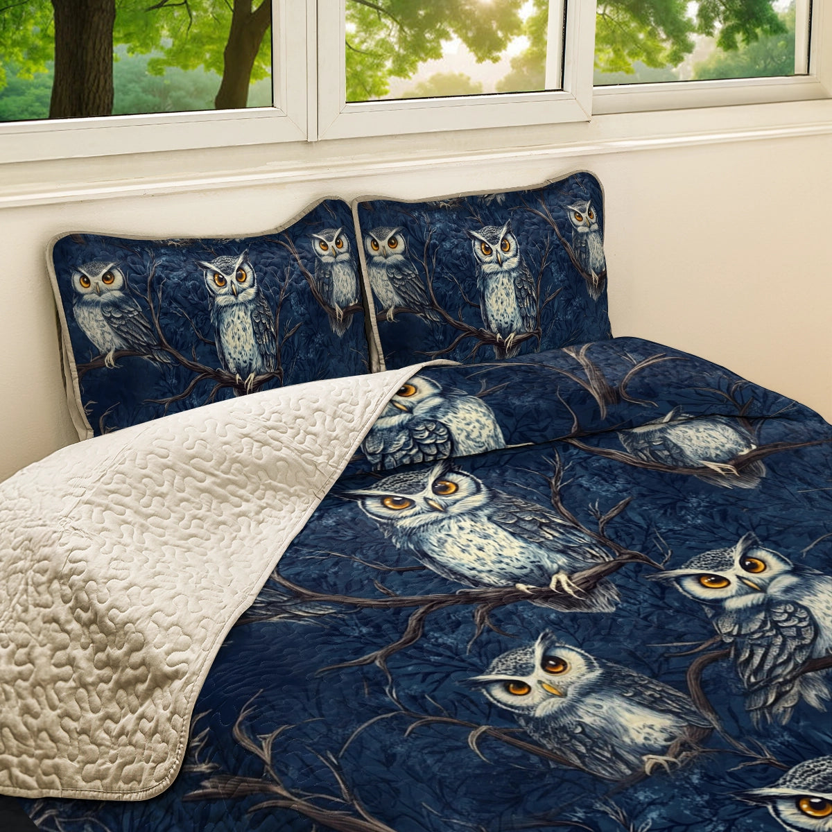 Shineful All Season Quilt 3-Piece Set Intelligent Wisdom Owl
