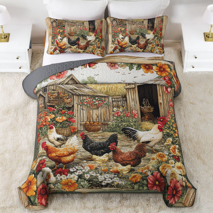Shineful All Season Quilt 3-Piece Set Golden Morning Farm