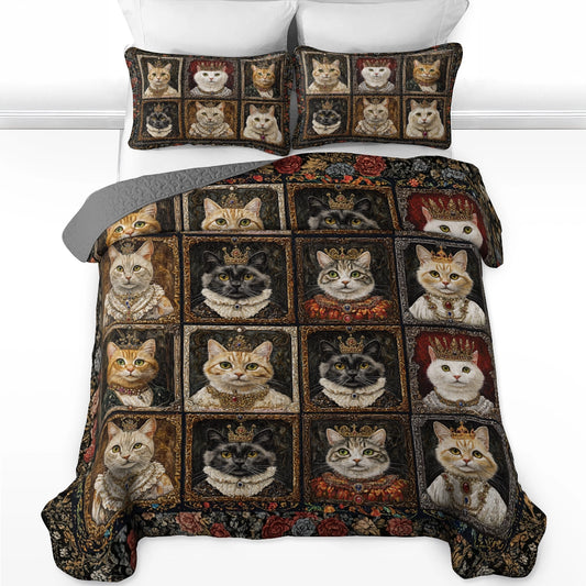 Shineful All Season Quilt 3-Piece Set - Feline Majesty