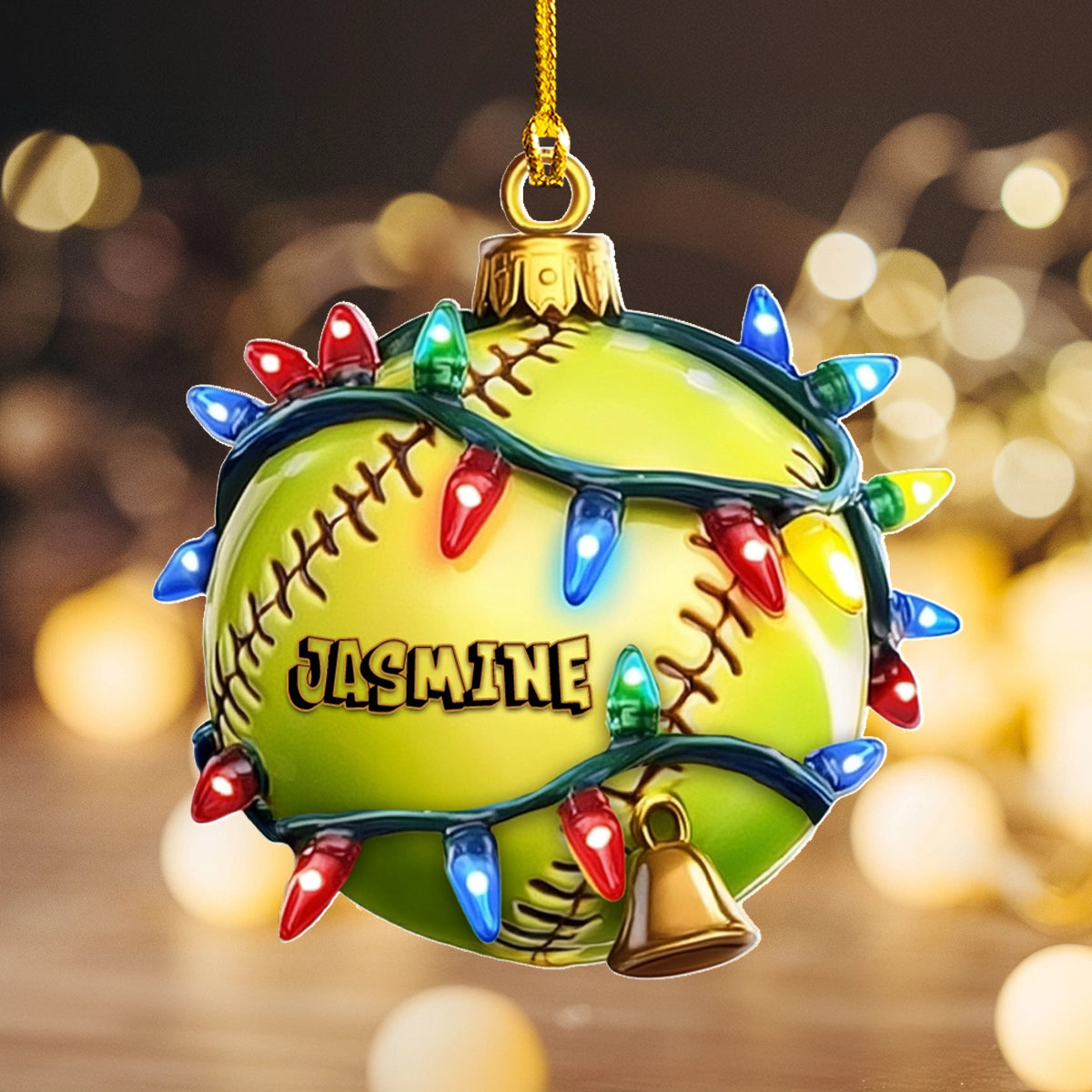 Shineful 2D Acrylic Ornament - Personalized Softball of Holiday Cheer