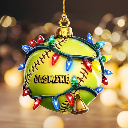 Shineful 2D Acrylic Ornament - Personalized Softball of Holiday Cheer