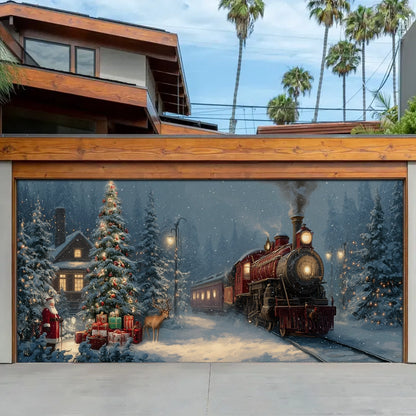 Shineful Garage Door Banner Decoration Santa’s Holiday Train Arrival