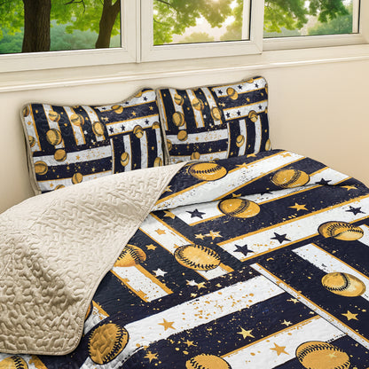 Shineful All Season Quilt 3-Piece Set Softball Dreams