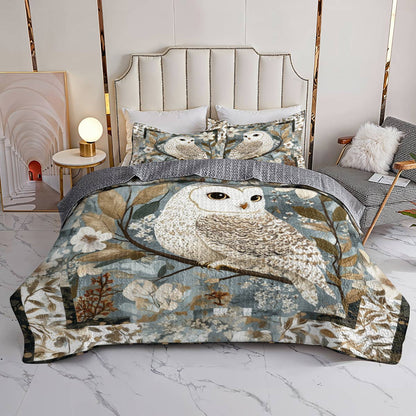 Shineful All Season Quilt 3-Piece Set Charming Owl Flowers