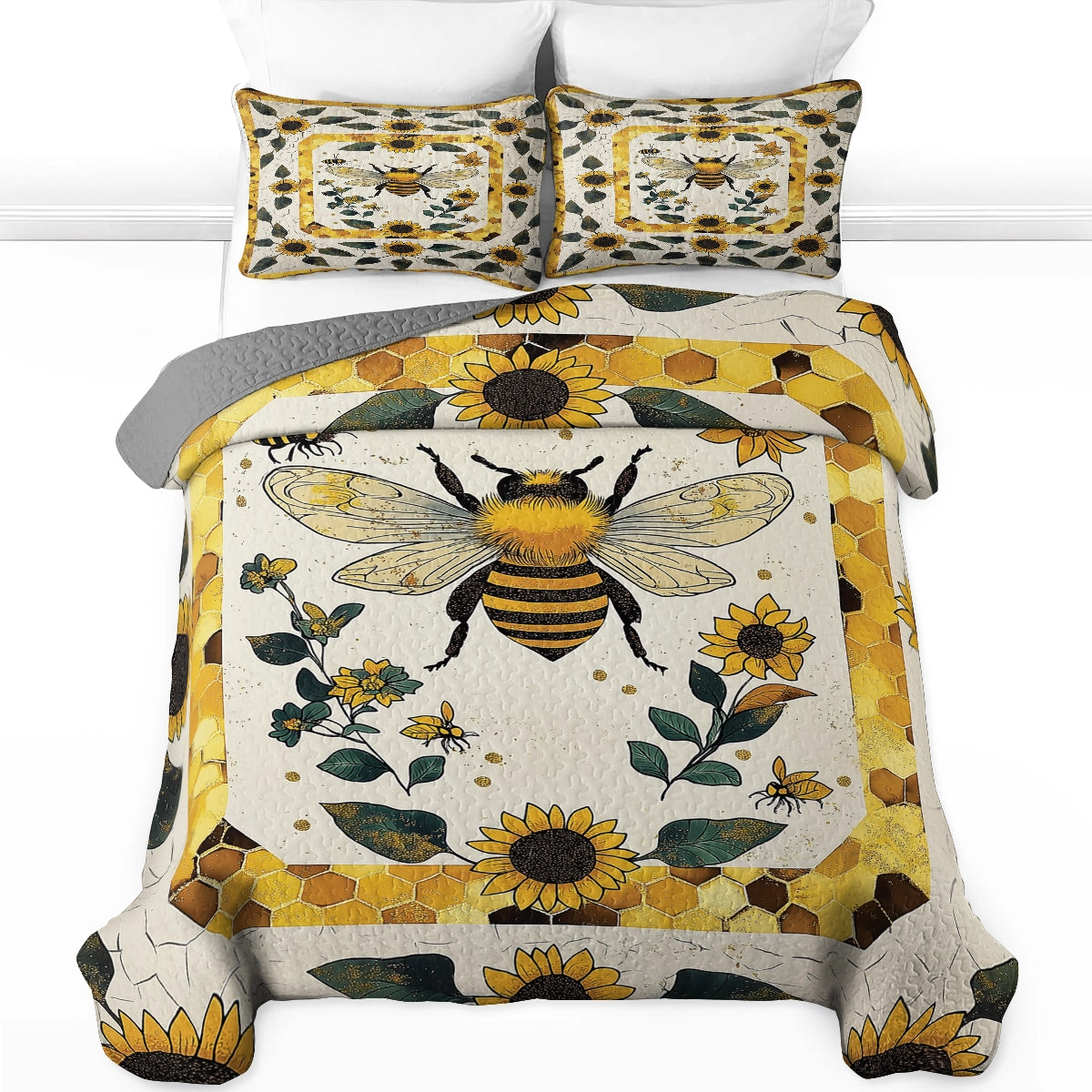 Shineful All Season Quilt 3-Piece Set - Bee Blossom Comfort