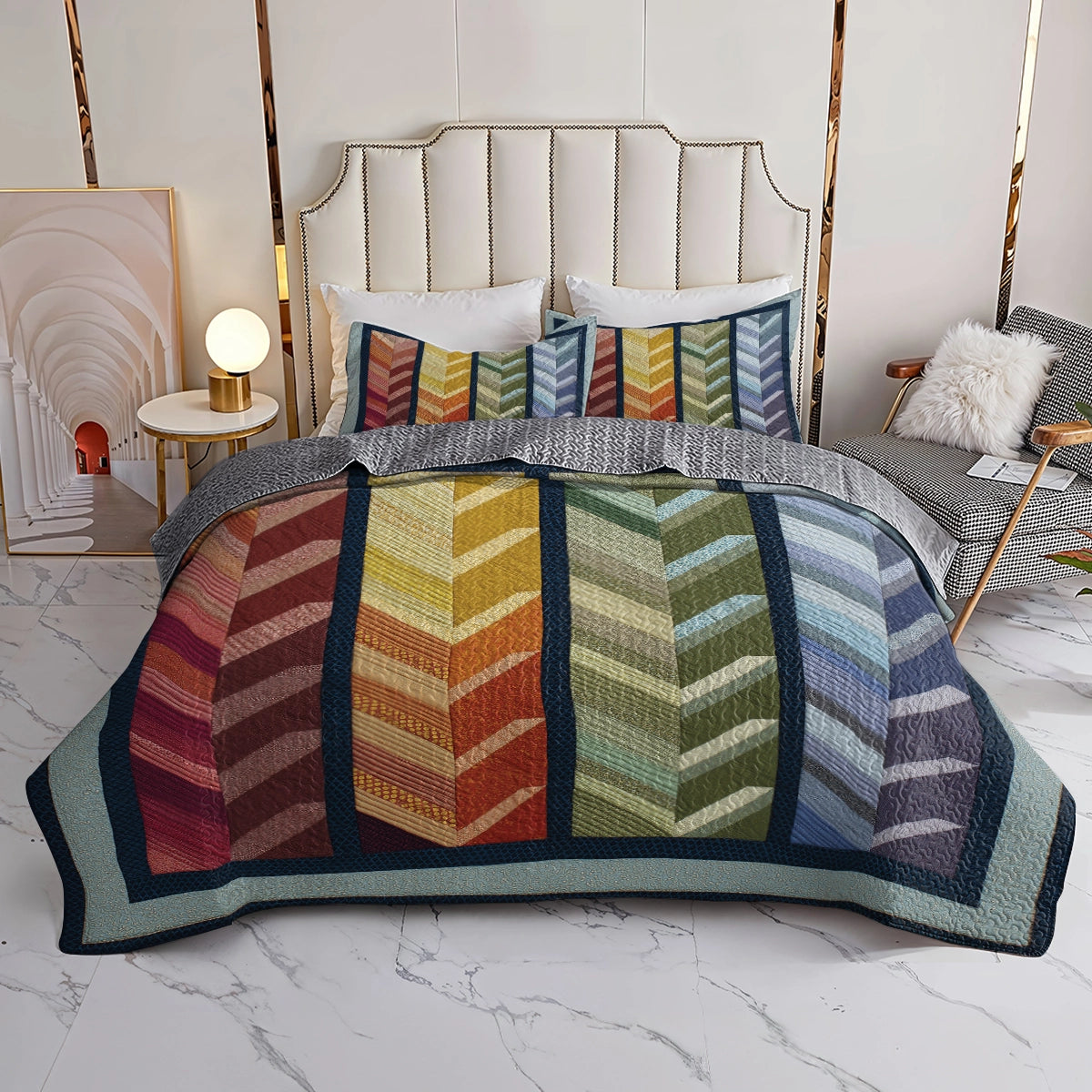 Shineful All Season Quilt 3-Piece Set Harvest Path Lines