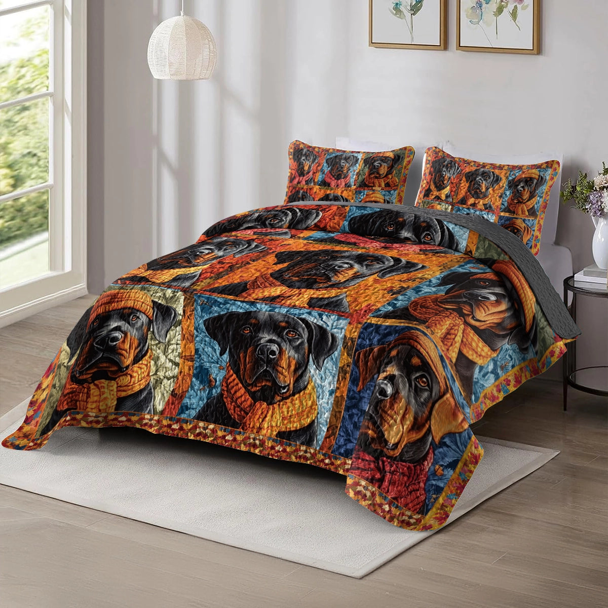 Shineful All Season Quilt 3-Piece Set - Rottweiler Friends