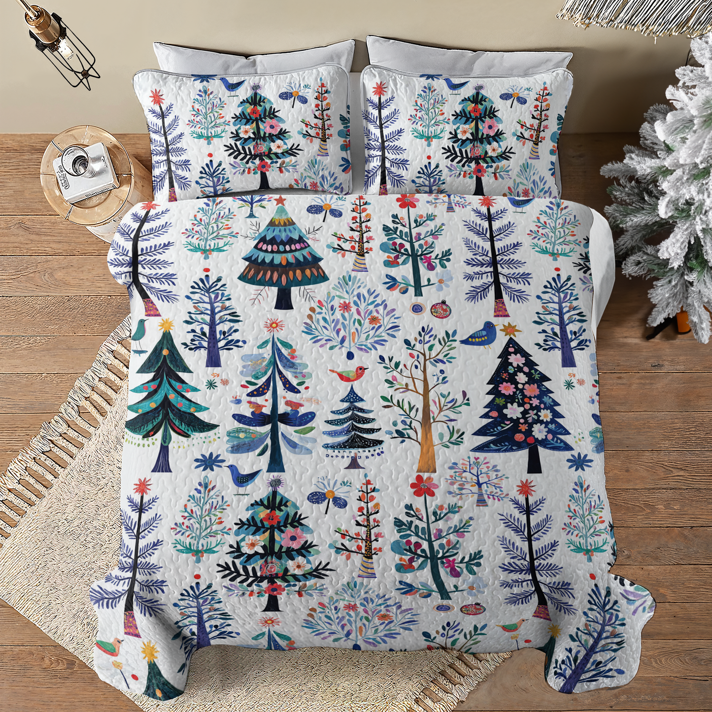 Shineful All Season Quilt 3-Piece Set Whimsical Christmas Tree