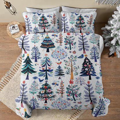 Shineful All Season Quilt 3-Piece Set Whimsical Christmas Tree