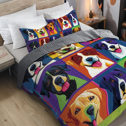 Shineful All Season Quilt 3-Piece Set - Labrador Pop Art