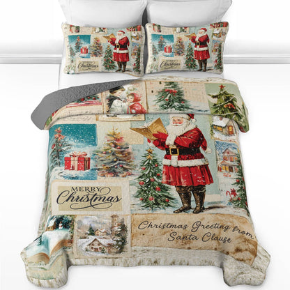 Shineful All Season Quilt 3-Piece Set Santa Greetings