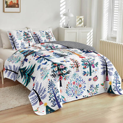 Shineful All Season Quilt 3-Piece Set Whimsical Christmas Tree