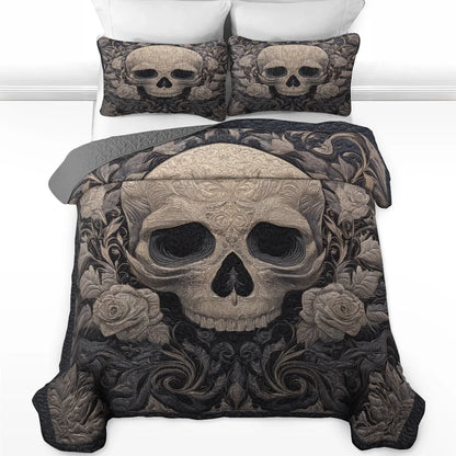 Shineful Quilt 3-Piece Set Baroque Shadow Skull