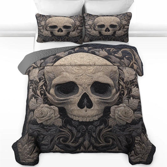 Shineful Quilt 3-Piece Set Baroque Shadow Skull