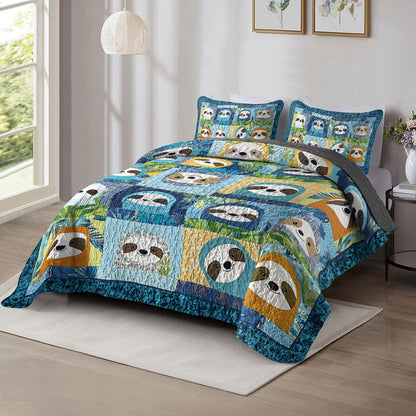 Shineful All Season Quilt 3-Piece Set Sloth Blue Slumber